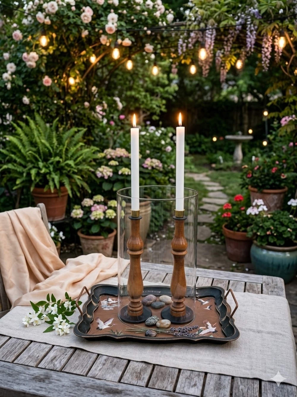 Set of Turned Wood Candlestick Holders Classic Silhouette Mid Century Vintage